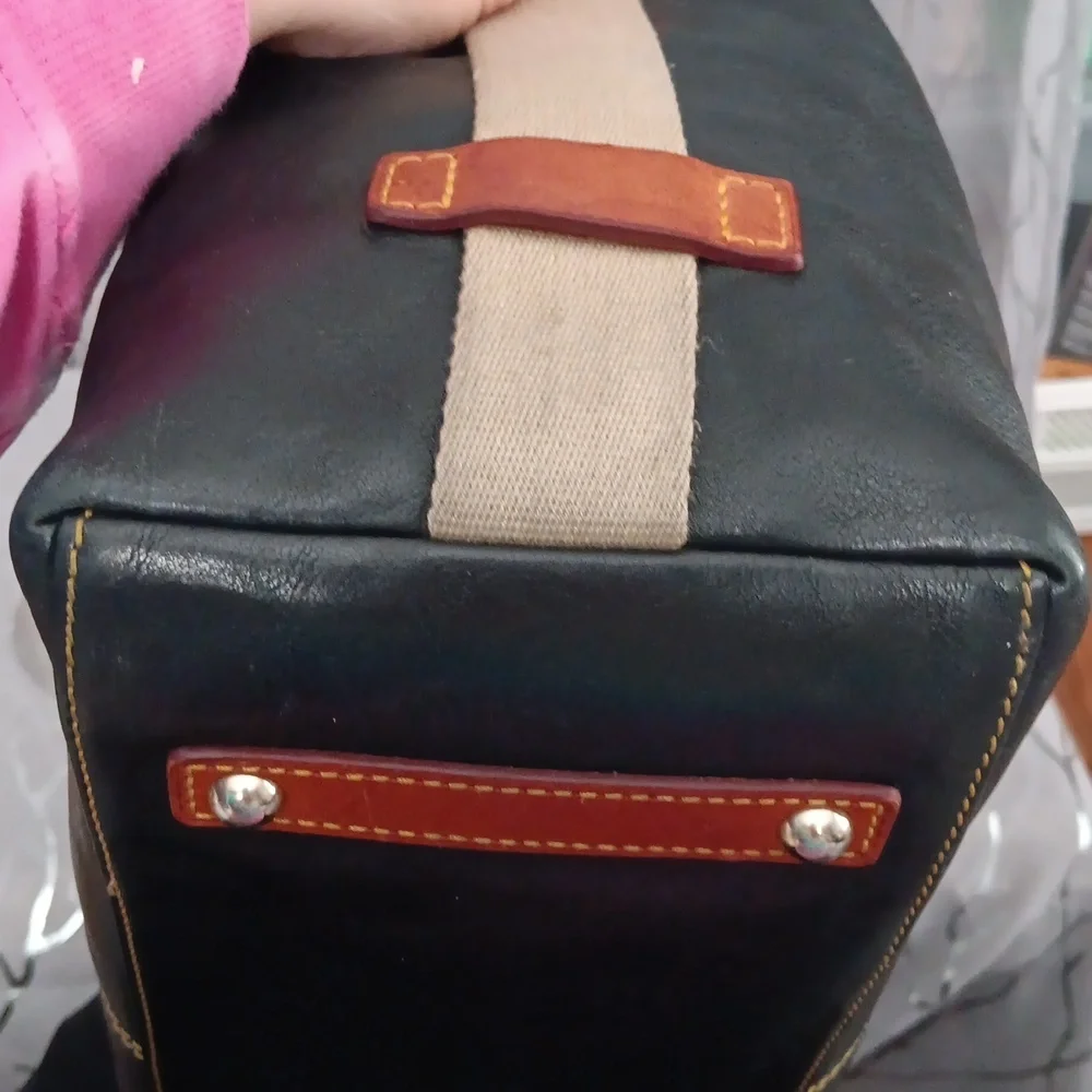 Dooney & Bourke Black Leather Hobo with Brown Trim - Picture 10 of 16